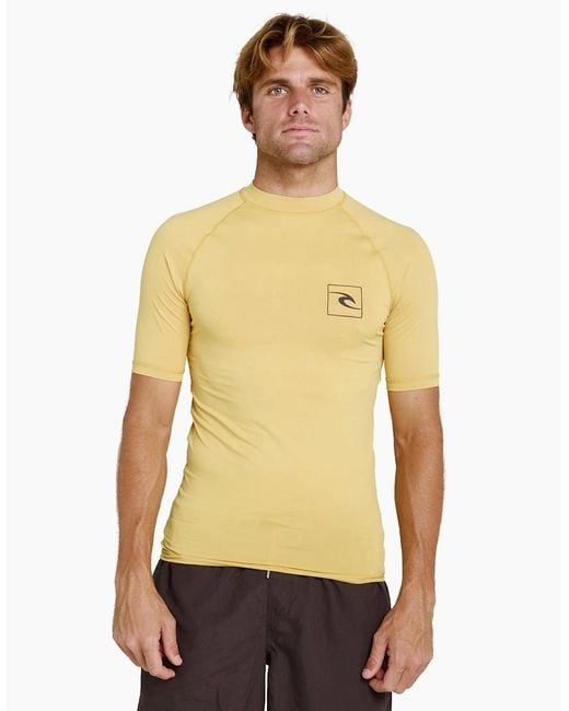 Rip Curl Yellow Rip Curl Streamline Upf Short Sleeve Rash Vest for men