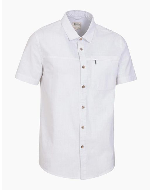 Mountain Warehouse White Coconut Slub Short-Sleeved Shirt for men
