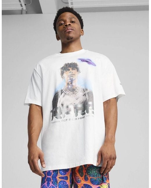 PUMA White Regular Fit T-Shirt for men