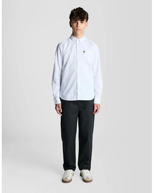 Lyle & Scott White Cotton Button Down Oxford Shirt for men