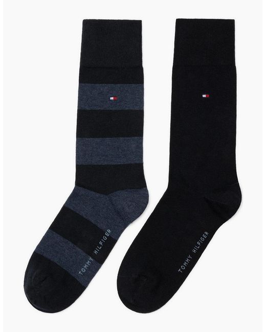 Tommy Hilfiger Blue 2-Pack Rugby Stripe Socks, Dark for men