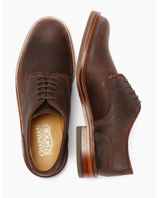 Chapman & Moore Brown Plain Derby Country Leather Choco Shoes for men