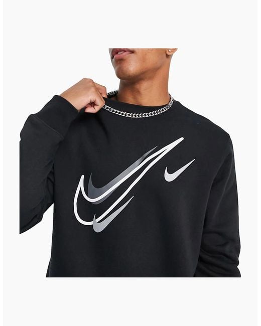 Nike Black Dq3946 Tracksuits Multi Swoosh Fleece Sweatshirt Cargo Cuffed Jogger for men