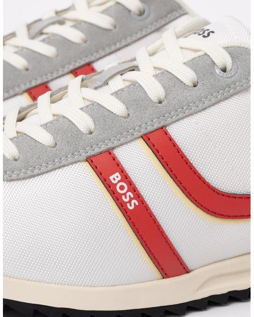 Boss White Boss Zayn Low-Top Trainers With Faux-Leather Trims for men