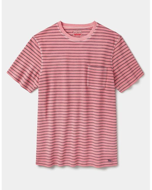 aubi Red Humby Pique Striped T-Shirt for men
