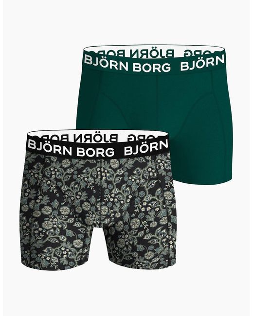 Björn Borg Green 2-Pack Leaf Silhouette Bamboo Boxer Briefs for men