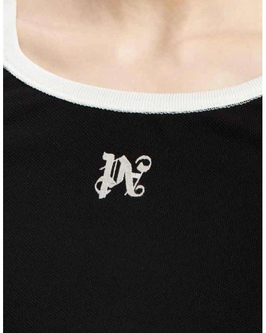Palm Angels Black Monogram Tank Top