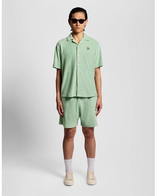 Lyle & Scott Green Honeycomb Effect Towelling Shorts for men