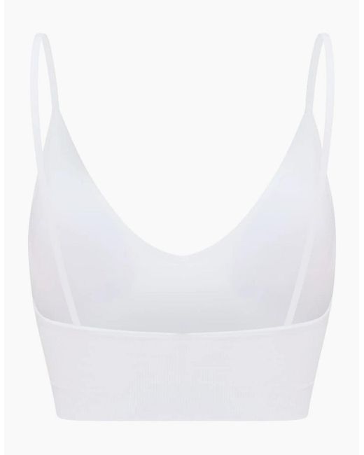 Lee Jeans White Flora V-Neck Slim Fit Crop Bra