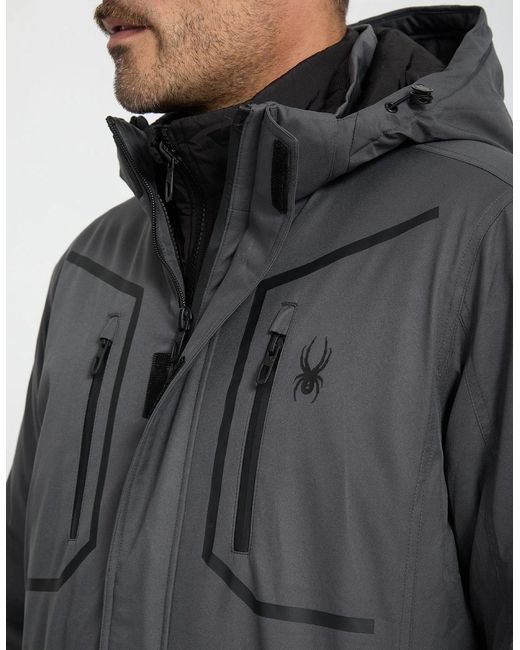 Spyder Gray Snow System Ski Jacket for men