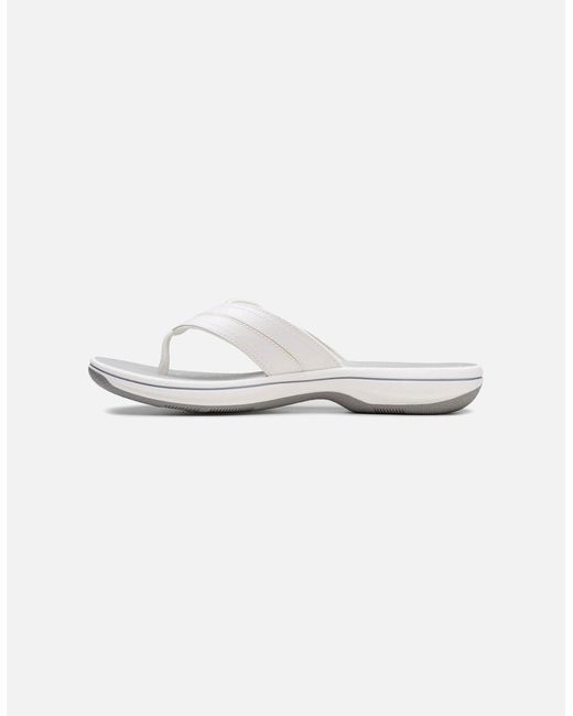 Clarks White Brinkley Reyna Toe Post Sandals