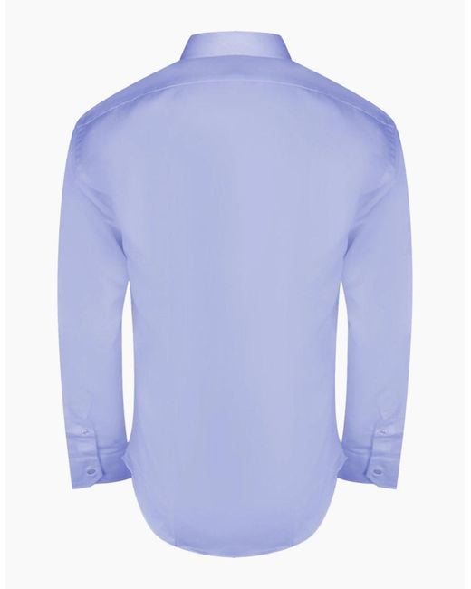 Aquascutum Blue Branded Plain Long Sleeve Shirt for men