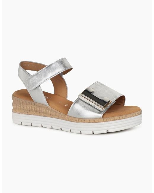 Gabor White Shout Wedge Heel Sandals