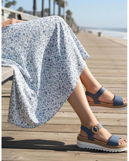 Remonte Blue D0Q52 Cross Strap Sandals Denim