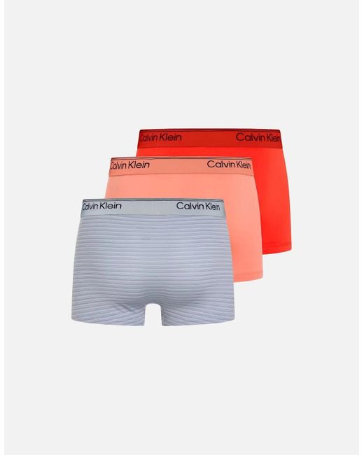 Calvin Klein White 3-Pack Micro Stretch Low-Rise Boxer Trunks, Molten/Coral for men