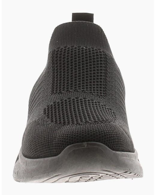 Apache Black Chunky Trainers Knit Effect Sky Slip On Uk Size