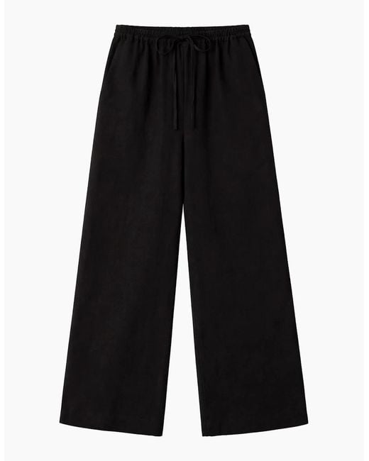 Ro&zo Black Drawstring Trousers With Linen