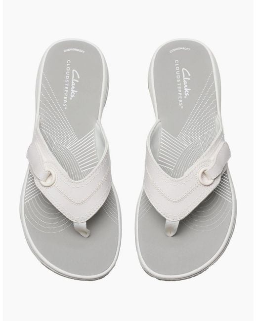 Clarks White Brinkley Reyna Toe Post Sandals
