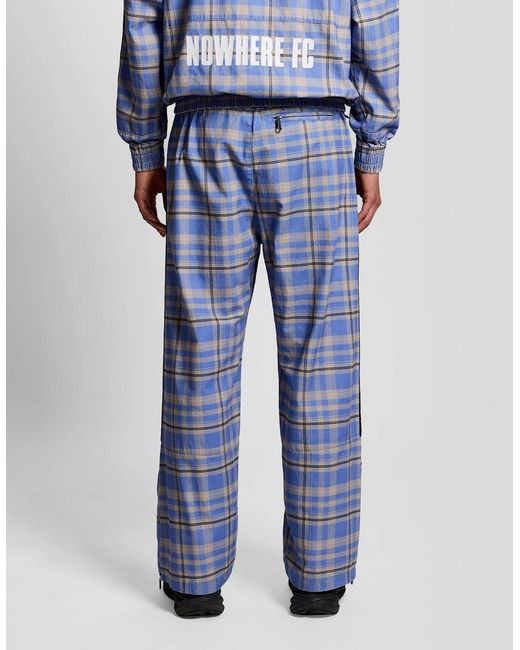 Lyle & Scott Blue Plaid Zipped Drill Pant for men