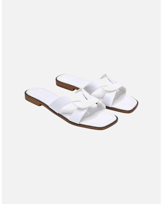 XY London White Ladies Charley Open Toe Sliders