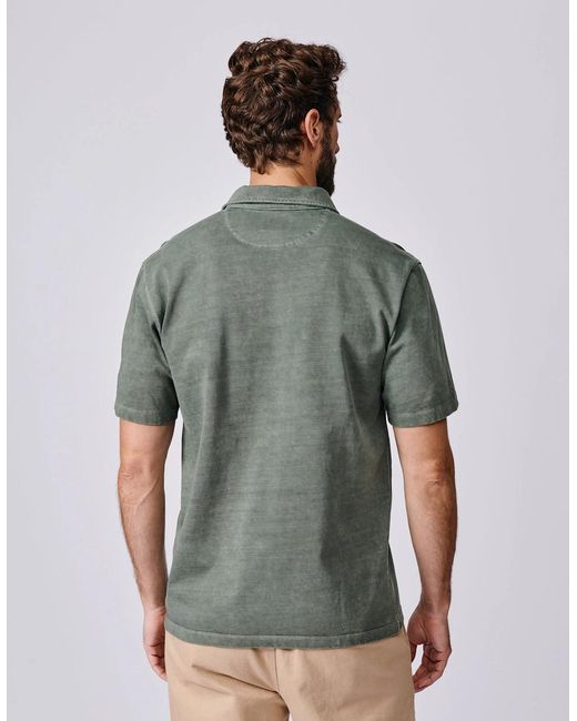 aubi Green Arkwright Heavyweight Jersey Polo for men