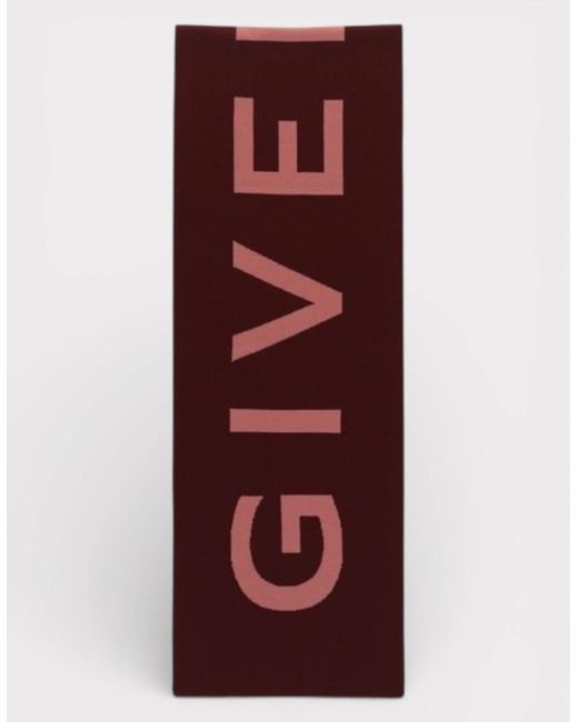 Givenchy Red Jacquard Logo Scarf