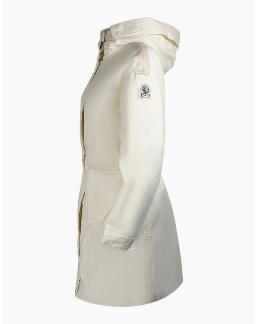 Parajumpers White Eulalia Moonbeam Hooded Padded Long Jacket