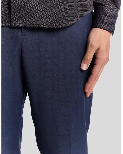 Lyle & Scott Blue Solid Patterned Straight Chinos for men