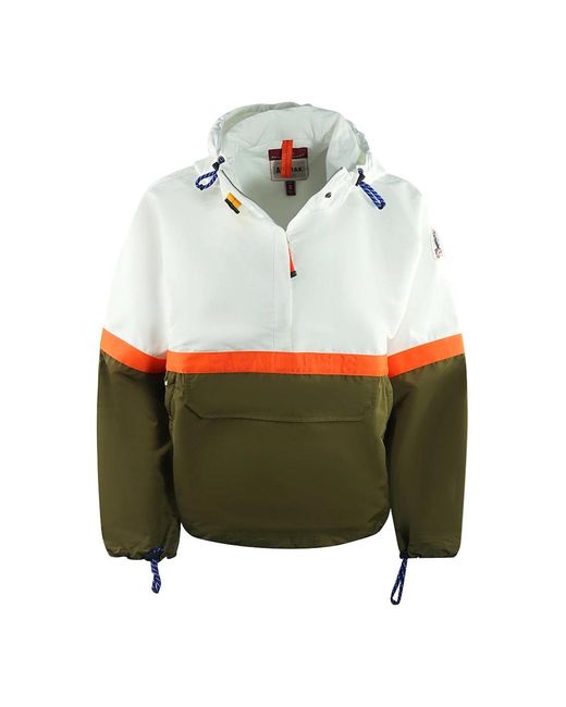 Parajumpers White Dezi Pull Over Colourblock Windbreaker Jacket
