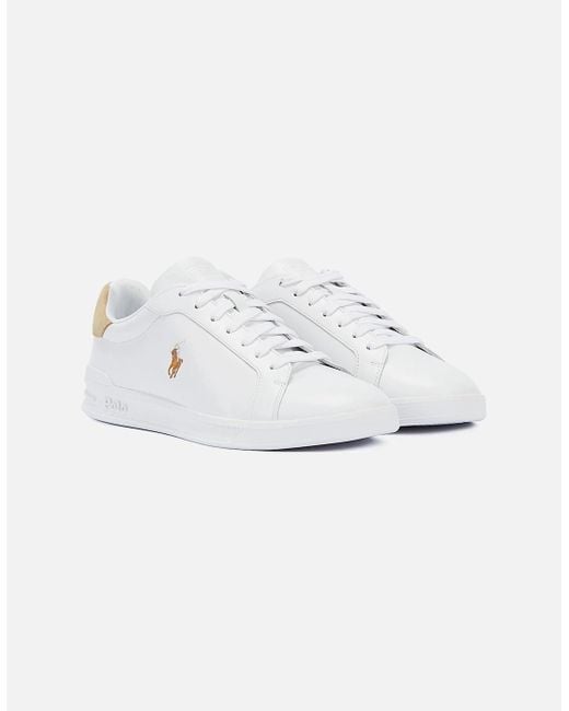 Ralph Lauren White Heritage Court /Bone Trainers for men