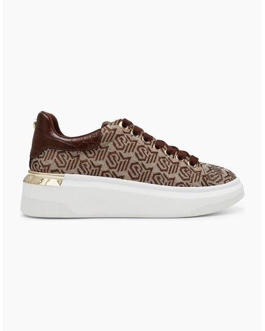 Steve Madden Brown Glider 2 All-Over Logo Lace-Up Sneakers