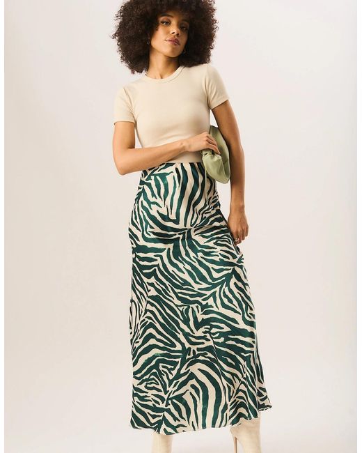 Gini London White Zebra Bias Maxi Skirt