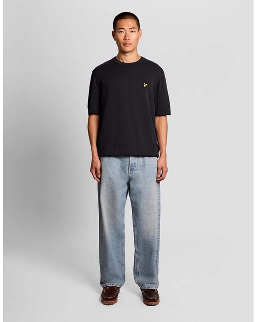 Lyle & Scott Blue Relaxed Fit Knitted T-Shirt for men