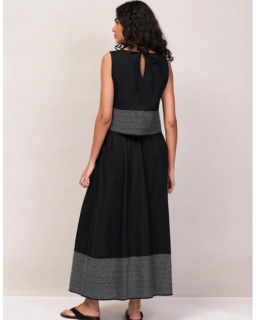 Ro&zo Green Cotton Contrast-Stitch Maxi Skirt