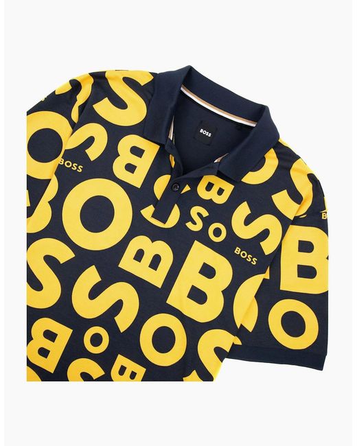 Boss Yellow Parlay 156 All Over Logo Polo 404 for men