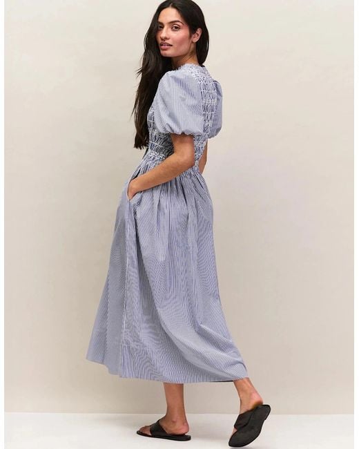 Ro&zo Purple Stripe Shirred Bodice Dress