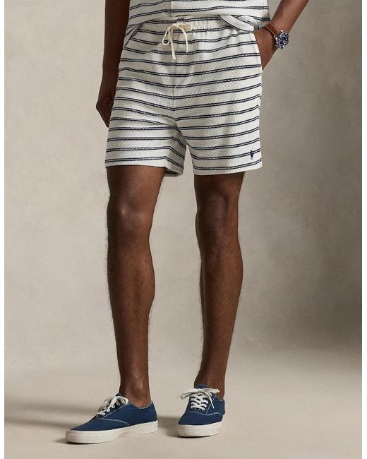 Polo Ralph Lauren Gray Knitted Stripe Shorts 001 Pale Cream for men