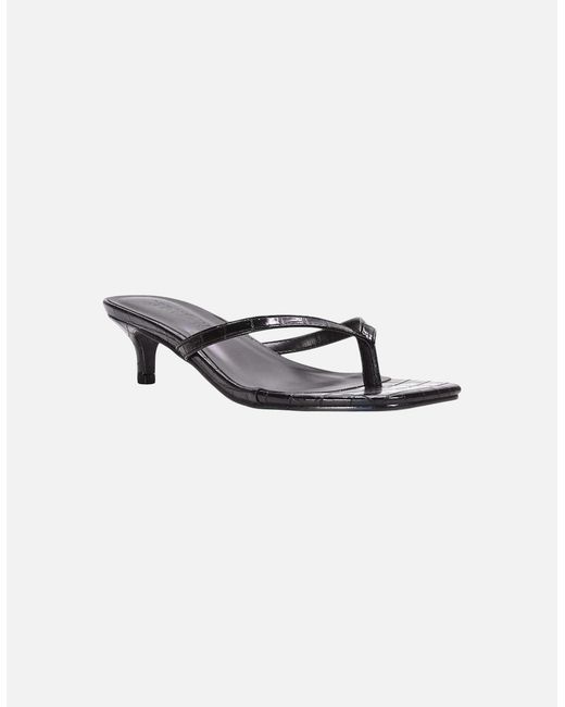 XY London Gray Ladies Jane Toe Post Low Kitten Heel Mule Sandals