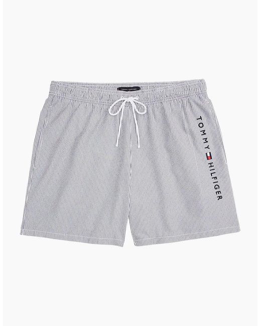 Tommy Hilfiger Gray Original Stripe Mid Length Swim Shorts, Ithaca/Desert Sky for men
