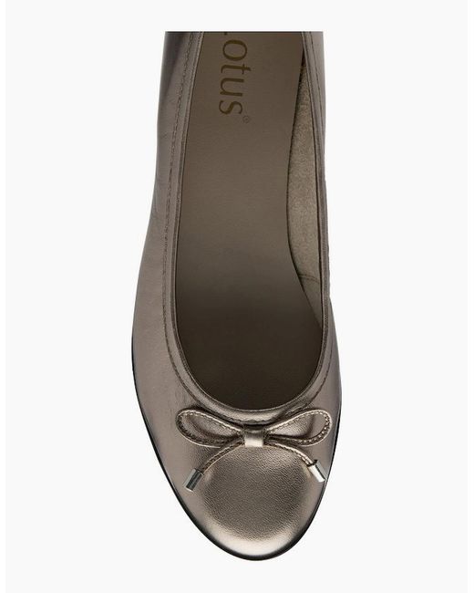 Lotus White Fernanda Low Wedge Ballerina Pumps