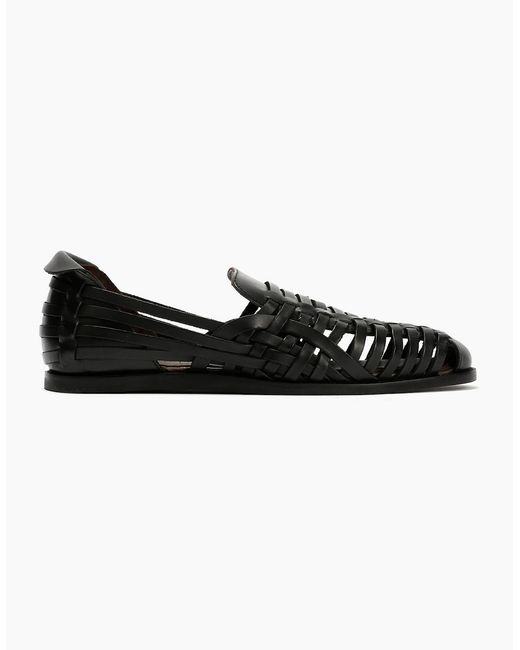 Hudson Black Fornell Leather Weave Sandals for men