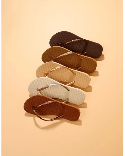Havaianas Natural Hav. Slim Dark Metal Acoused Flip Flops