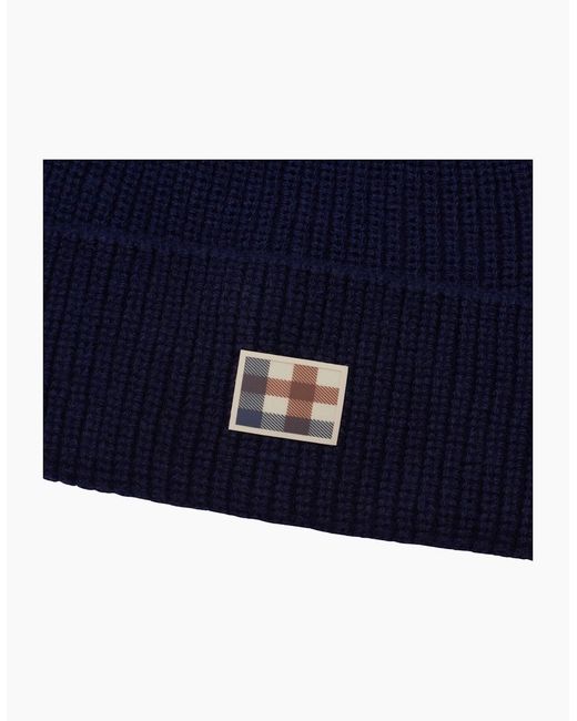 Aquascutum Blue Active Label Beanie Hat for men