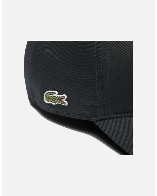 Lacoste Black Cotton Twill Baseball Cap for men