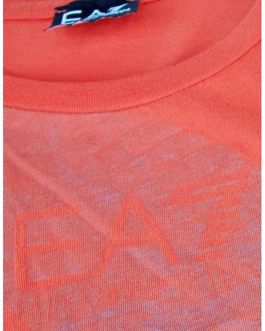 EA7 Orange Parashoot Print T Shirt for men
