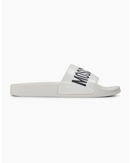 Moschino White Slider Slippers for men