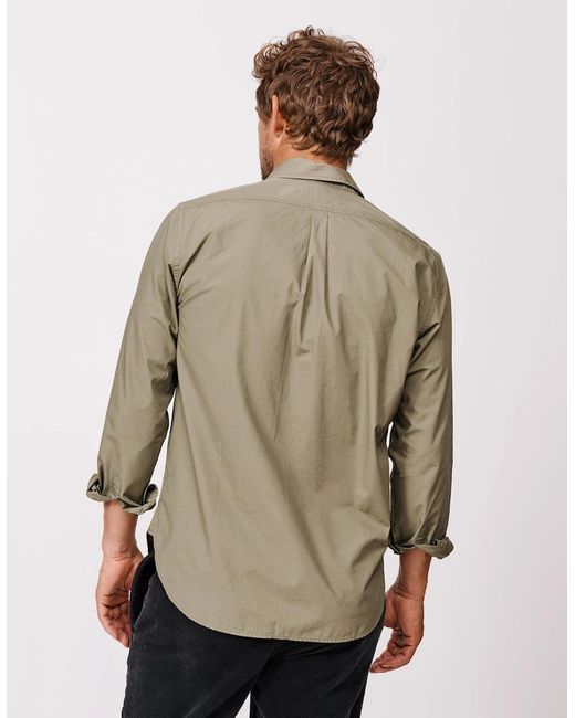 aubi Brown Chase Poplin Shirt for men