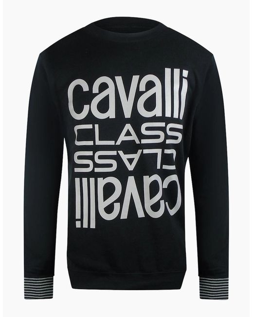 Roberto Cavalli Black Cavalli Class Multi Logo Sweatshirt for men