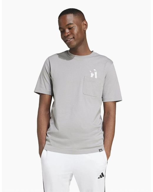 Adidas Gray Regular Fit Short Sleeve Crew Neck T-Shirt for men