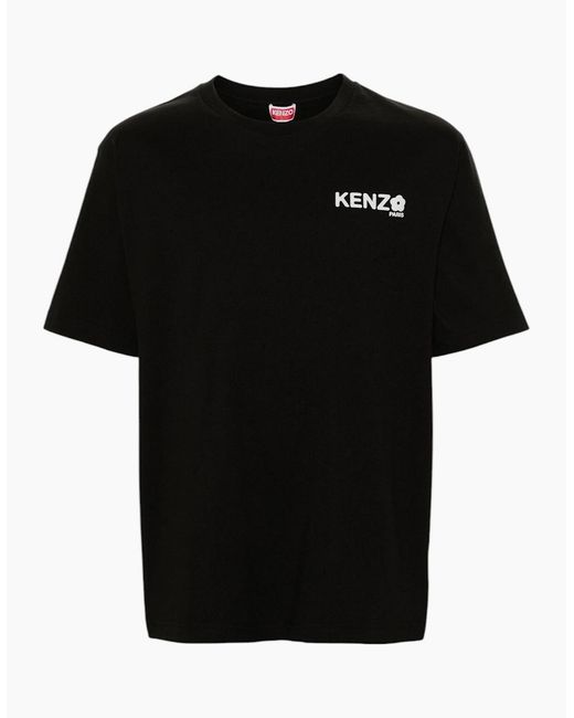 KENZO Black T Shirts Boke Flower 2.0 Cotton Crew Neck Short Sleeve for men